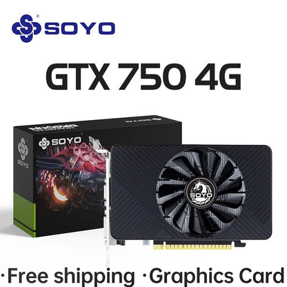 Placa de vídeo SOYO NVIDIA GPU GTX 750Ti 4G GDDR5 128 bits 28nm PCI-E 3.0 para jogos Componentes de computador de mesa GTX750Ti