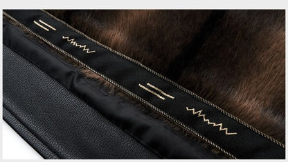 Outcoat Winter Faux Leather Jacket Detachable Golden Mink Fleece Inner Lining Top Layer Faux Deerskin One-piece Warm Men's Coat