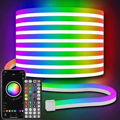 30M/20M Mexllex RGB Neon Light Strip with APP &Remote, Color Change Waterproof Music Sync Mode for Bedroom Room Outdoors Decro
