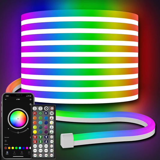 30M/20M Mexllex RGB Neon Light Strip with APP &Remote, Color Change Waterproof Music Sync Mode for Bedroom Room Outdoors Decro