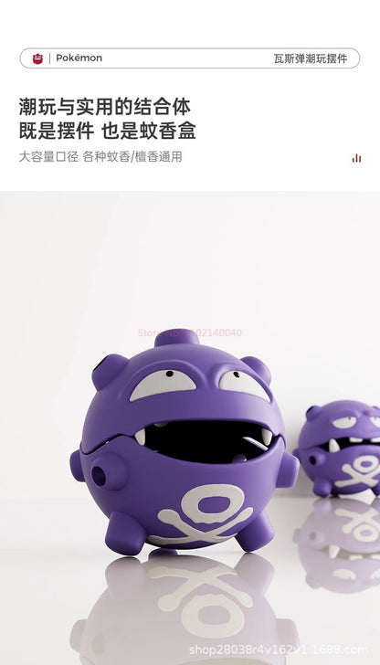 Bandeja Espiral de Incenso Koffing, Anime Gastly, Queimador de Incenso Interno, Suporte Fofo, Boneco Grimer para Decoração de Mesa de Carro, Brinquedo a Gás
