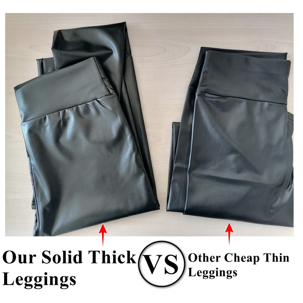 PU Leggings Womens  High Waist Skinny Pleather Leggings  Sexy Elastic Trousers Stretch