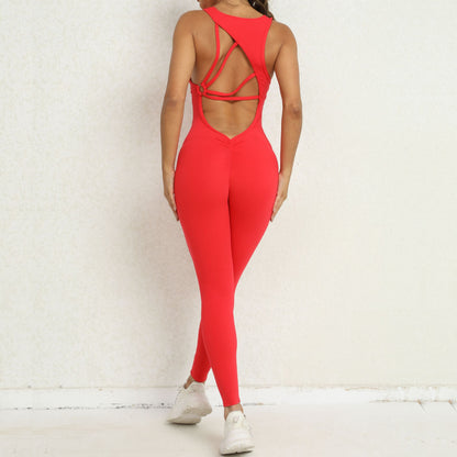 Sportswear Woman Gym Fitness Overalls Sporty Jumpsuit Women NEW Sport Set Women Yoga Clothes One Piece Outfit Purple Red
