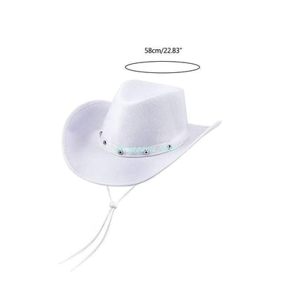 Y88A Creative Rivet-Decor Felt Cowboy Hat Cowgirl Big Brim Accessor