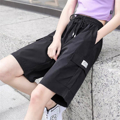 2025 Y2K Cargo Shorts Women Harajuku Black Oversized Wide Leg Shorts Summer Streetwear Fashion High Waist Baggy Short Pants New