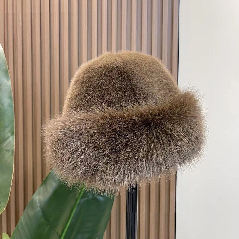 2024 Y2K Fluffy Faux Fur Bucket Hat Women Rabbit Fur Warm Thick Plush Winter Hat Lady Luxury Fashion Furry Panama Fisherman Cap