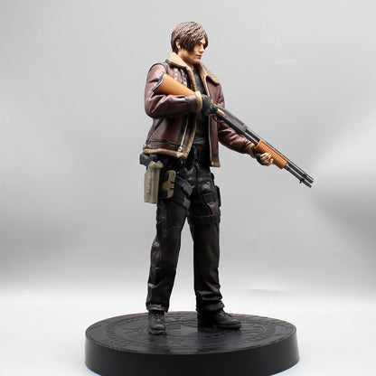 33cm Leon Zombie Hunter Couro Leon Anime Figura Coleção Meninos Modelo de Ação Boneca Decoração de Mesa Gk Grande Estátua Brinquedos Presentes