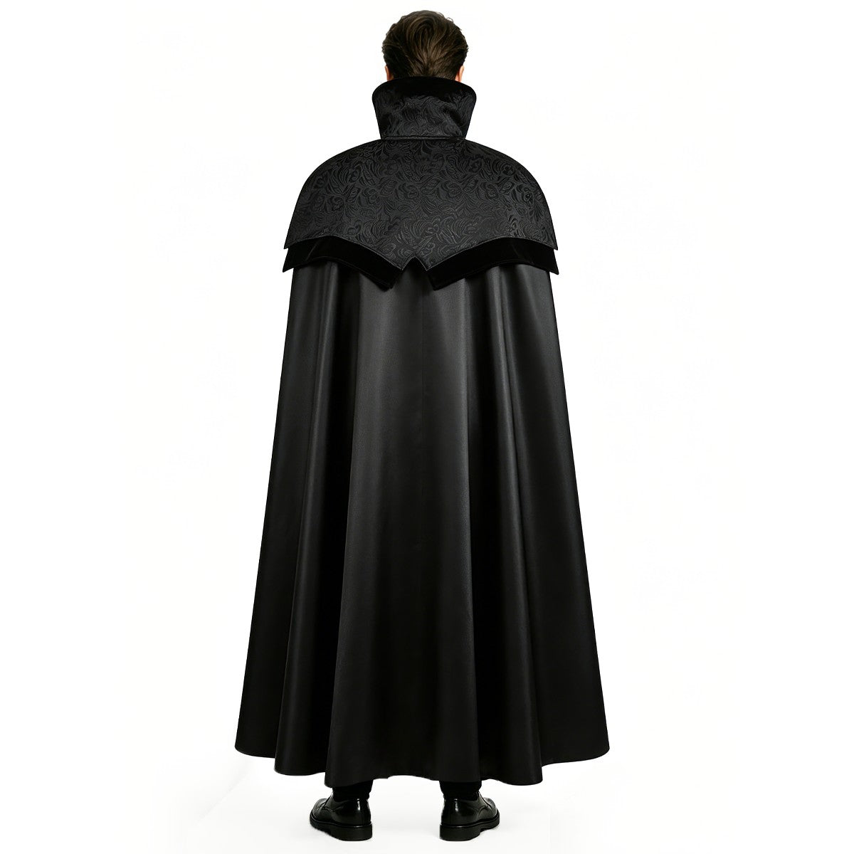Men's Gothic Long Poncho Vampire Costume Halloween Cosplay Clothing Medieval Steampunk Stand Up Collar Black Wizard Costumes