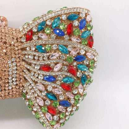 Newest Rhinestone Green/Black Clutch Purse Bow Luxury Diamond Women Red Evening Clutches Bags Wedding Bridal Bag Stones Handbags