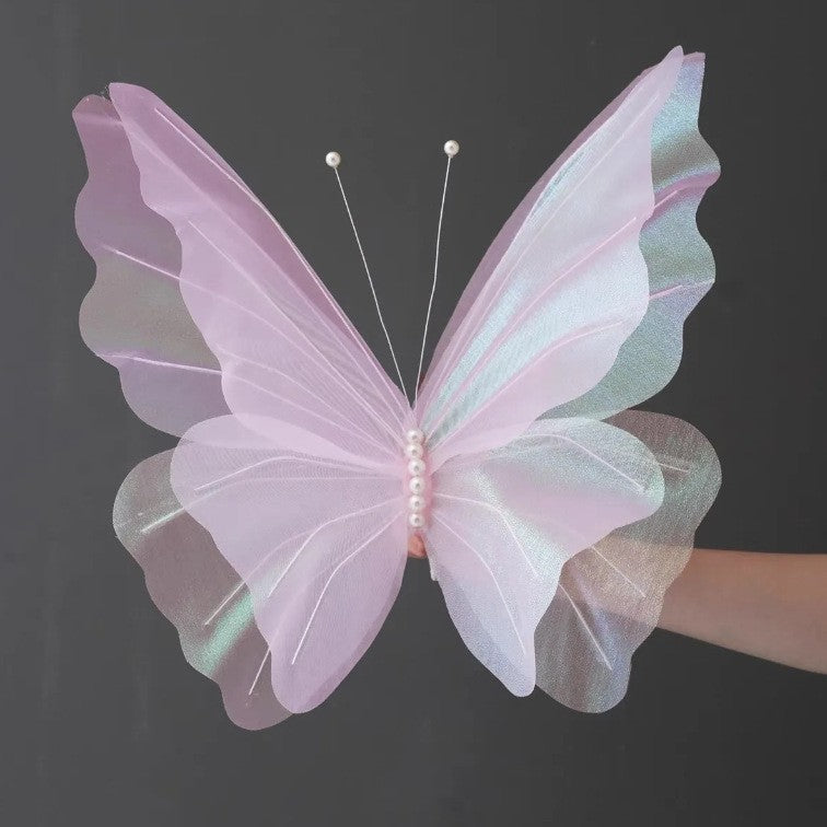 1/2/4pcs 50cm 3D Gradient Silk Butterfly,Wavy Petal Edge,Glitter Org Layered,for Wedding/Party/Photo Gift
