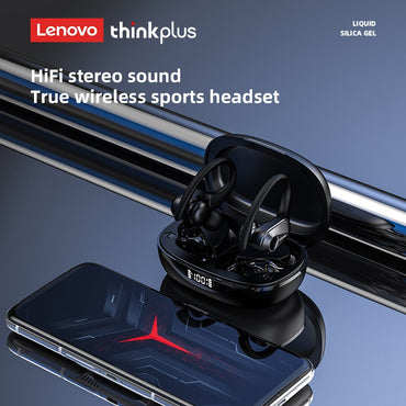 Fones de ouvido sem fio Lenovo LP75 TWS Bluetooth 5.3 com redução de ruído, gancho esportivo, estéreo HiFi, à prova d'água para jogos