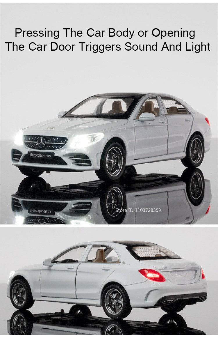 1:32 S650 C260 Modelo de Carro de Brinquedo em Miniatura Liga Fundida com Som Luz Portas Abertas Veículo de Simulação de Fricção Brinquedos para Presentes de Meninos