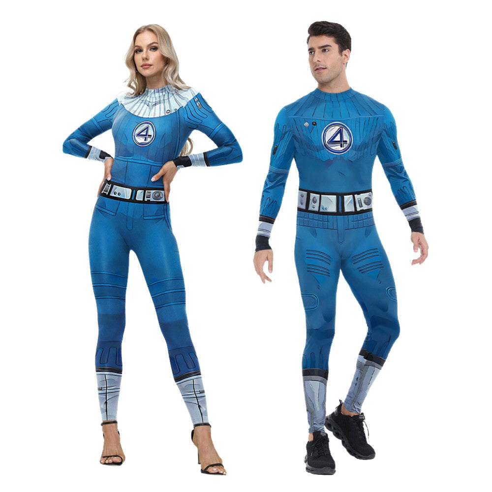 Adult Cosplay Fantastic Four Costume Halloween Party Jumpsuit for Men Women Superhero Zentai Bodysuit Rave Festival Catsuit