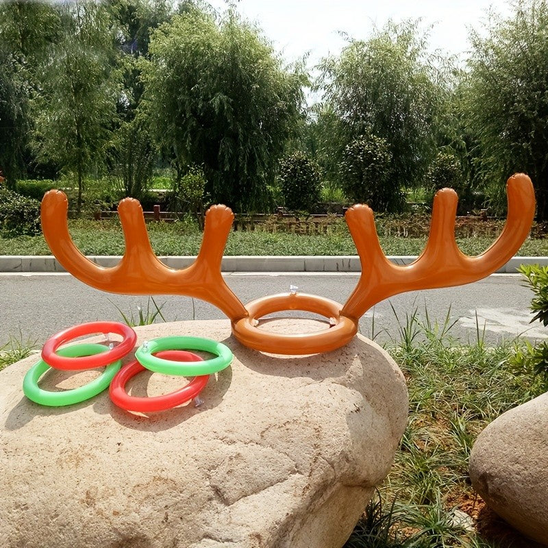 Inflatable Reindeer Antler Ring Toss Game Set - Perfect for Christmas, Halloween & Easter Parties - PVC Material, Excluding Pump