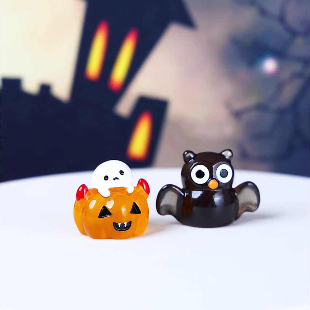 6Pcs Halloween Micro Landscape Miniature Figurines Resin Craft Mini Fairy Garden Ornaments Pumpkin Ghost Owl Home Decor