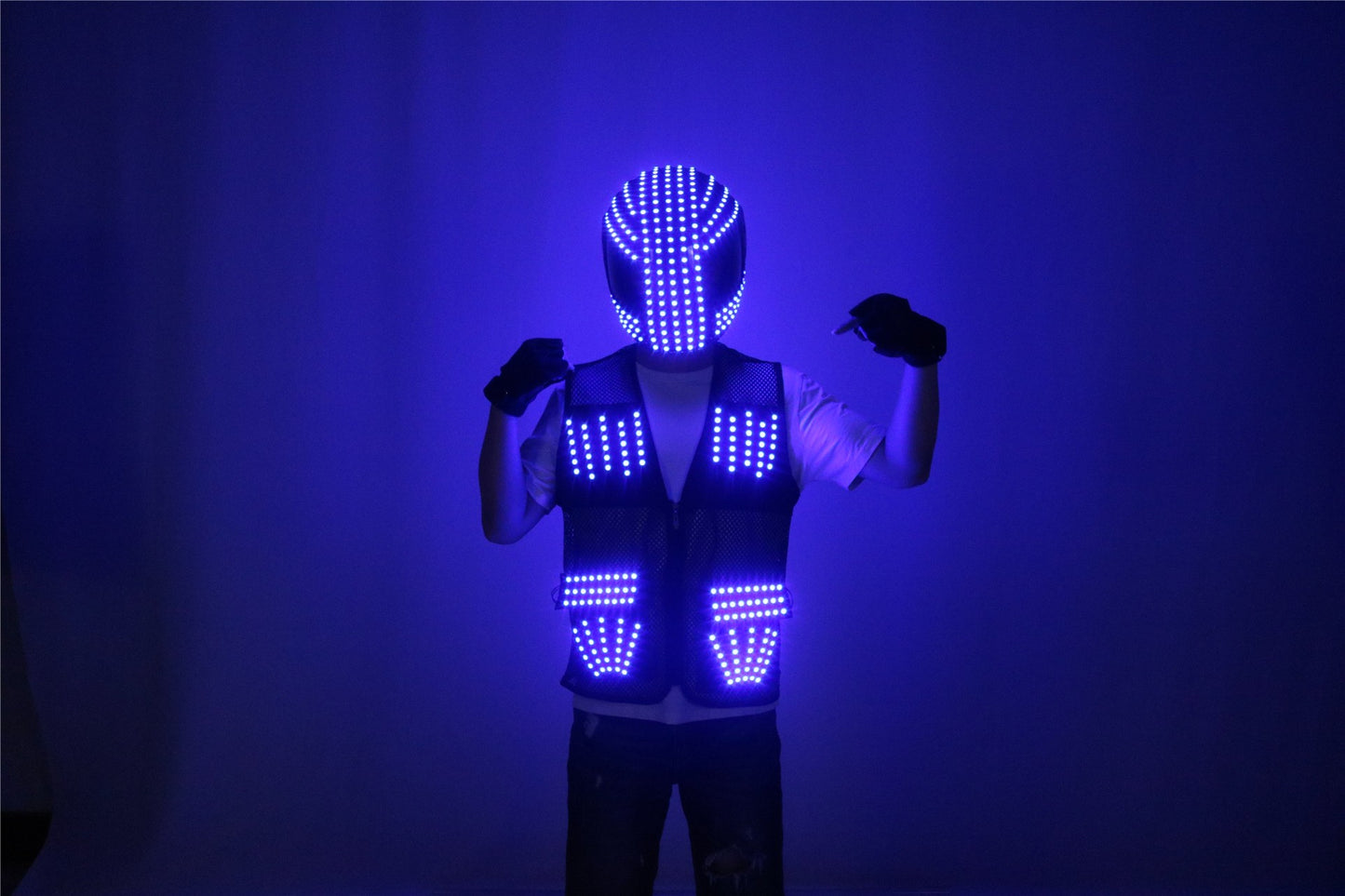 LED Robot Suit Stage Dance Costumes, Light Up Jacket, Strobe Luminous Clothing, Christmas and Halloween Party