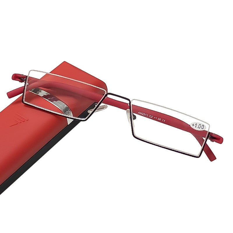 May Flower Metal Anti-Blue Light Reading Glasses Men Half Frame Prescription Eyeglasses Male TR90 Eyewear With Case óculos +1.75
