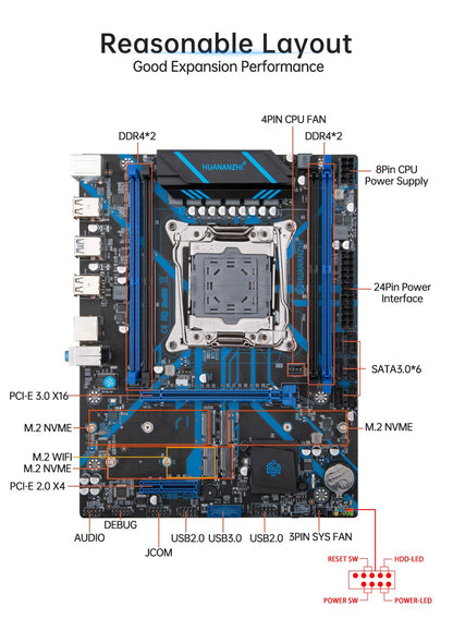 HUANANZHI QD4 LGA 2011-3 Motherboard support XEON E5 2620 2640 2660 2666 2667 2670 2680 2696 V3 V4 DDR3 RECC NON-ECC RAM NVMe