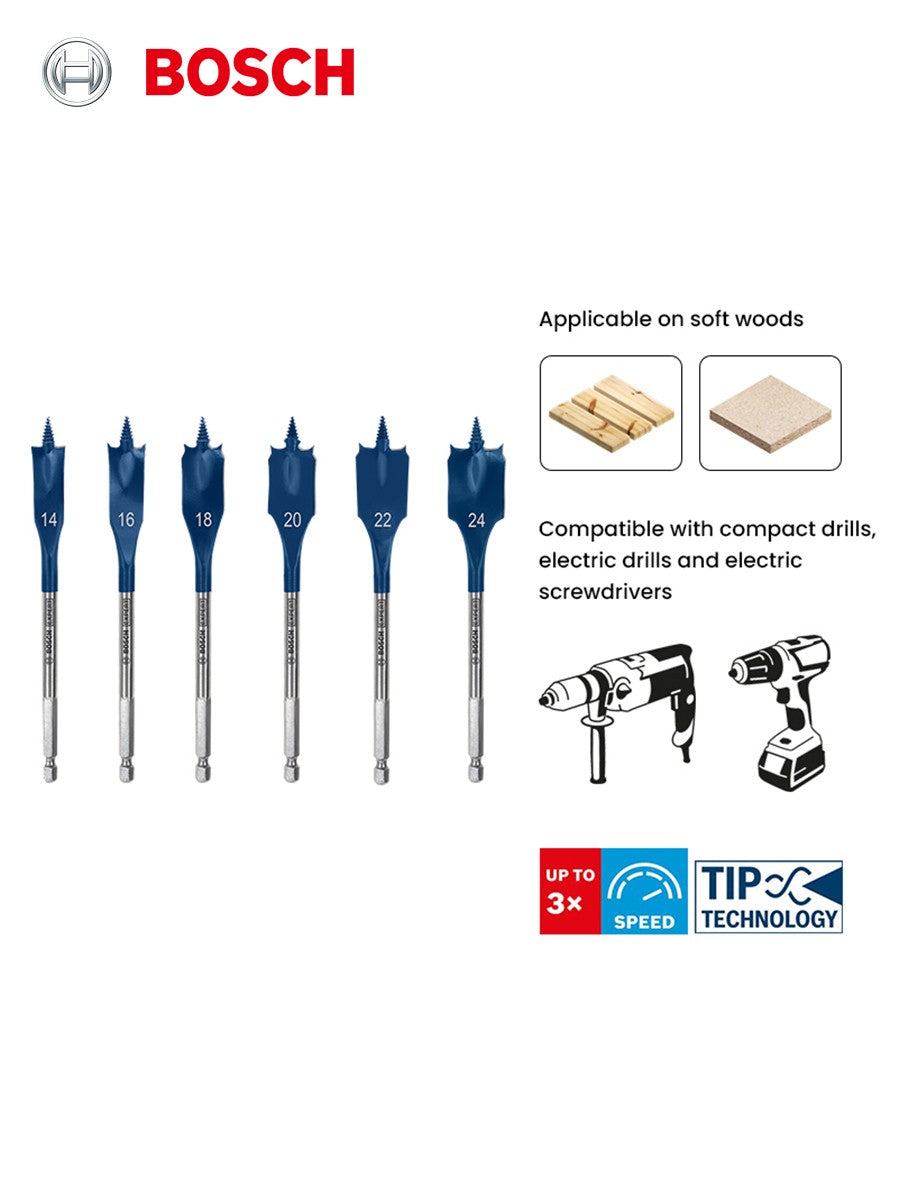 Brocas Bosch Expert para Madeira com Rosca Autoperfurante, Haste Sextavada de 1/4", Acessórios para Ferramentas Elétricas, para Parafusadeira Elétrica