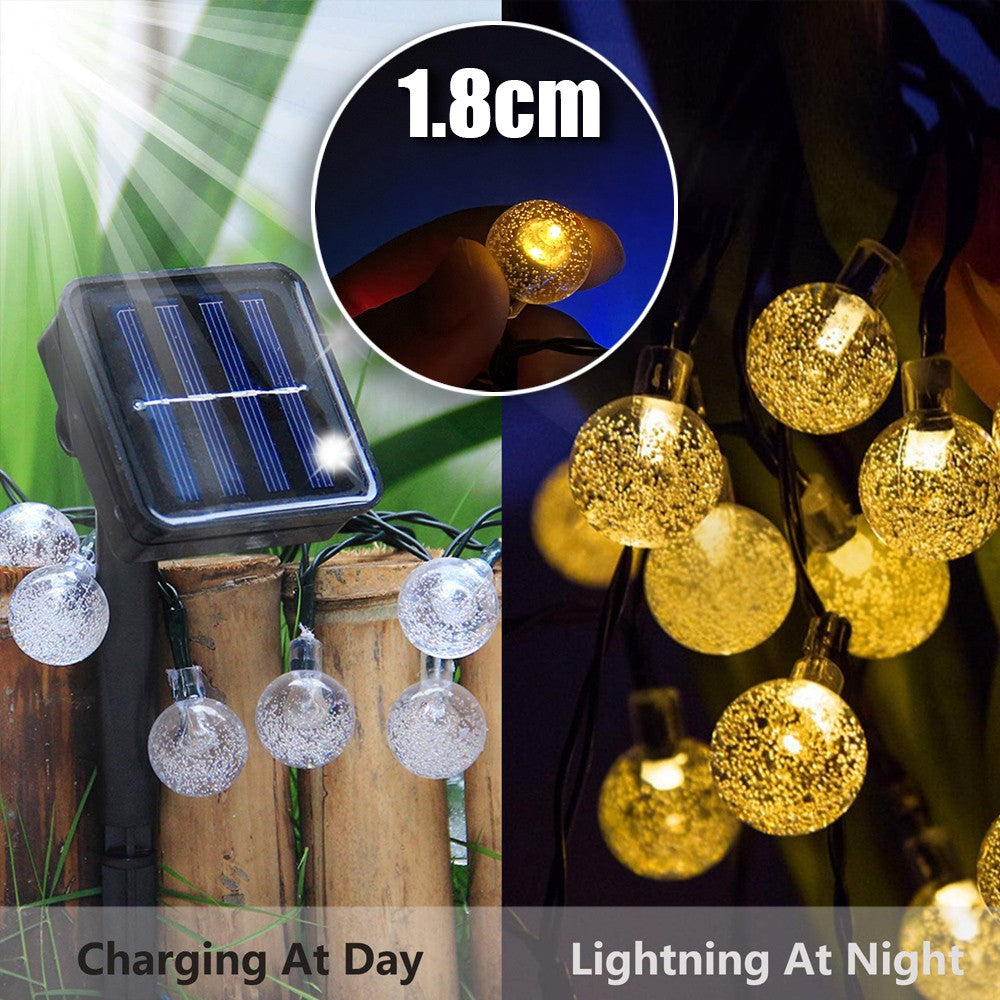 Solar String Lights Outdoor 200 LED Crystal Globe Lights Waterproof Solar Festoon Fairy Light for Garden Christmas Party Decor