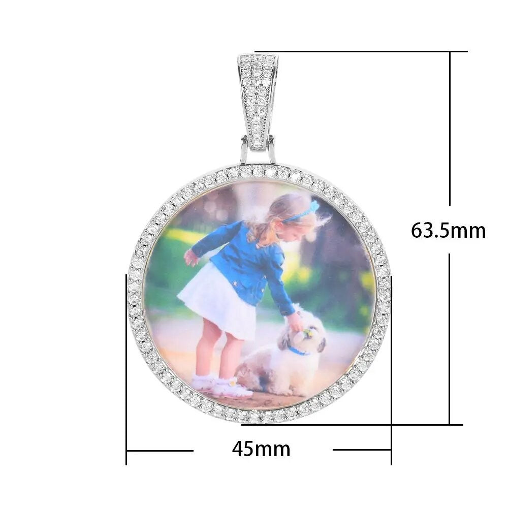 Wholesale Custom Photo Pendant Memory Medallions Rotary Double-Sided Picture Necklace Hip Hop Iced Jewelry Personalized Gift