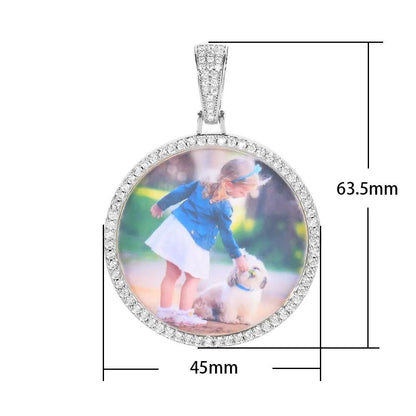 Wholesale Custom Photo Pendant Memory Medallions Rotary Double-Sided Picture Necklace Hip Hop Iced Jewelry Personalized Gift