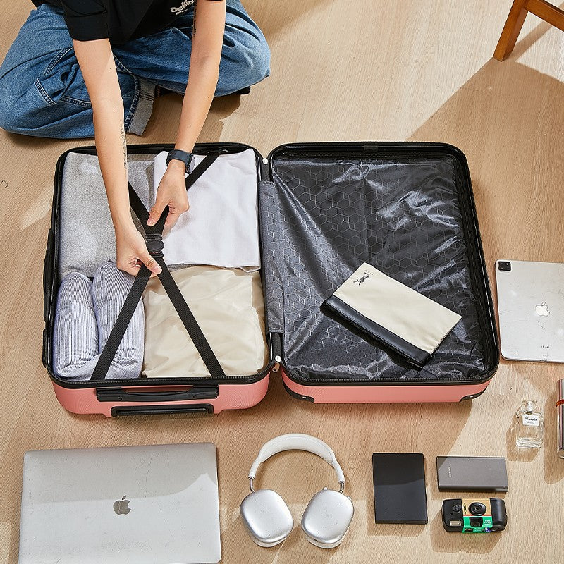 Mala de Viagem com Rodas de 20-28 Polegadas com Suporte para Copo e Celular – Companheira Essencial de Viagem para Segurança