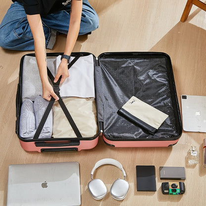 Mala de Viagem com Rodas de 20-28 Polegadas com Suporte para Copo e Celular – Companheira Essencial de Viagem para Segurança