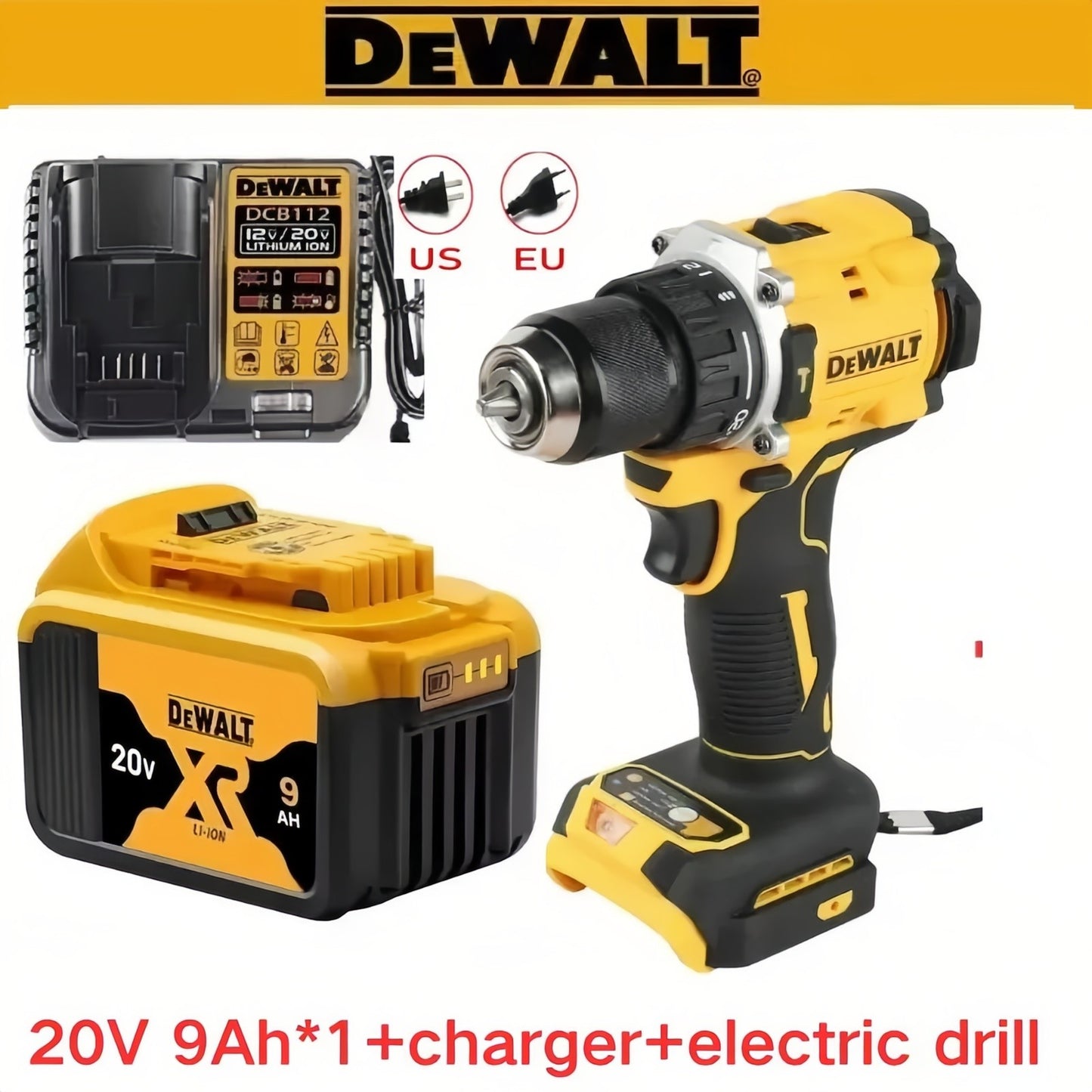 Original.DEWALT.DCD805. Bateria 20V + Ferramentas Elétricas Parafusadeira de Impacto Sem Fio Chave de Fenda Elétrica Furadeira Manual Multifuncional
