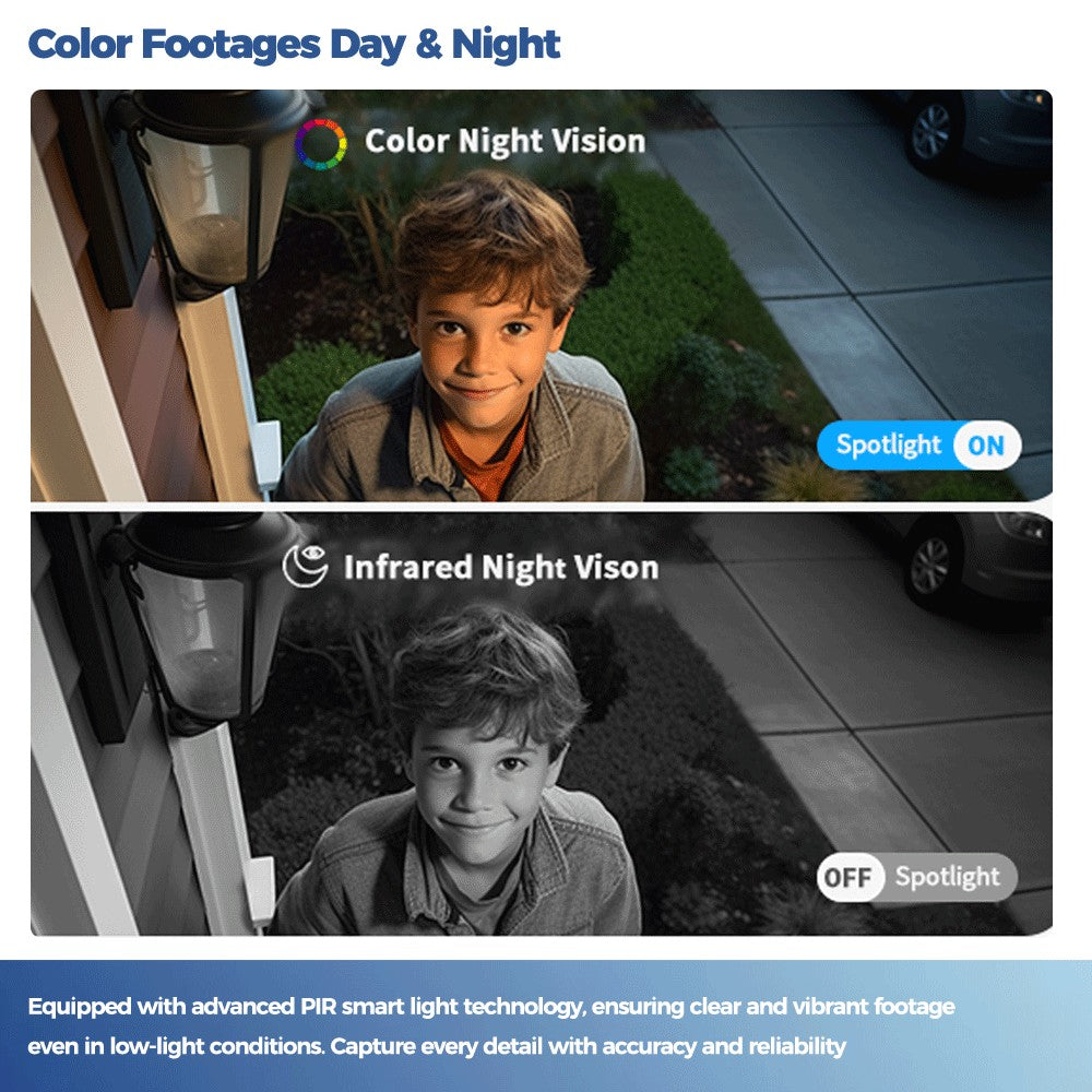 ALEVIO 2.5K Outdoor Solar Camera Wireless Cam WIFI Ultra Standby Time PIR Motion Light Color Night Vision AI Detect Battery Cam