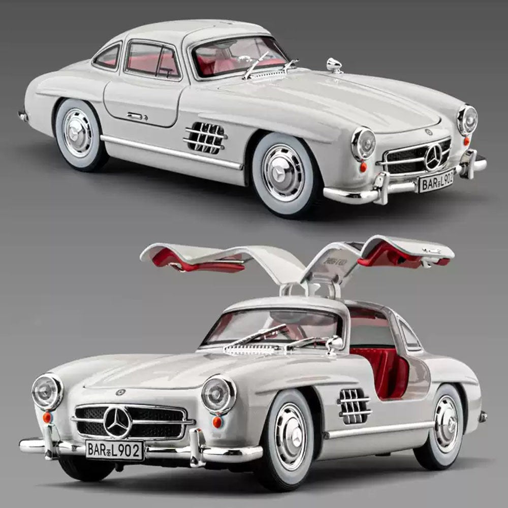 1:24 300SL W140 Carro de Brinquedo Modelo de Liga Fundido com Luz e Som, Carroceria Aberta, Modelos em Miniatura, Brinquedos Clássicos de Presente para Meninos