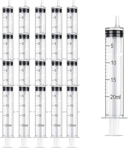 20 Unidades Seringa de Plástico Sem Agulha 5/10/20ml para Cola, Alimentação de Pets, Cosméticos Líquidos, Ferramentas de Medição e Recarga, Embaladas Individualmente