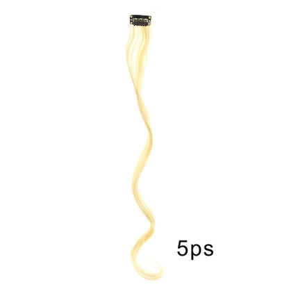 5pcs Colorful Curly Wavy Hair Extensions 18 inch Synthetic Wave Clip-In Hairpieces for Women Cosplay Christmas & New Year Gifts