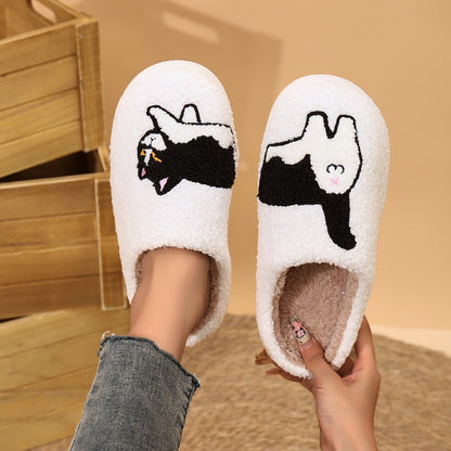 Platform Fluffy Slippers Women House Plush Cartoon Dog Designer Winter Shoes Girls Flats Home Fashion Casual Footwear Large Size