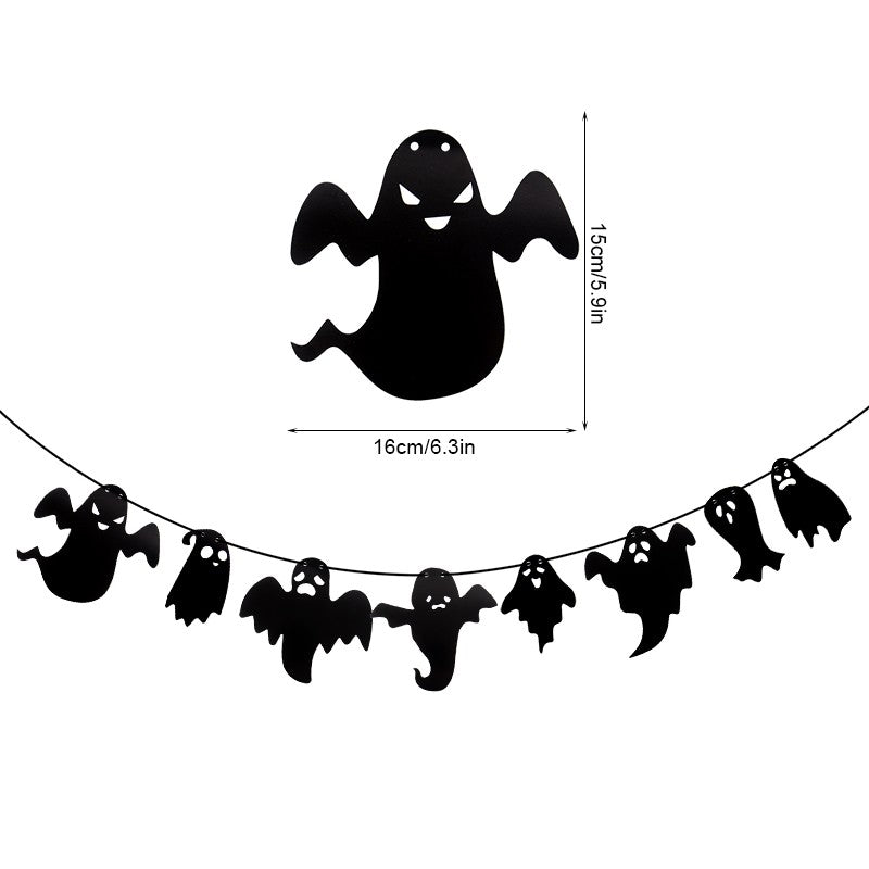 3M Halloween Paper Banner Horror Bat Spider Ghost Flag Garland Bunting For Halloween Home Party Hanging Props Decorations