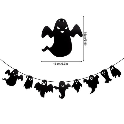 3M Halloween Paper Banner Horror Bat Spider Ghost Flag Garland Bunting For Halloween Home Party Hanging Props Decorations