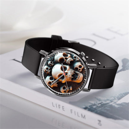 Fashion Pumpkin Design Men's and Women's Quartz Watch Casual Black Silicone Halloween Gift Fashion Women's Wristwatch
