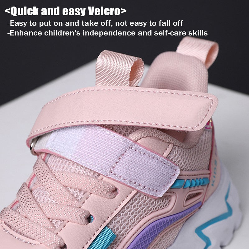 Lovely Girls Pink Sneaker Outdoor Breathable Mesh Flat Sport Shoes Fashion Kids Casual School Walking Shoe  Antislip