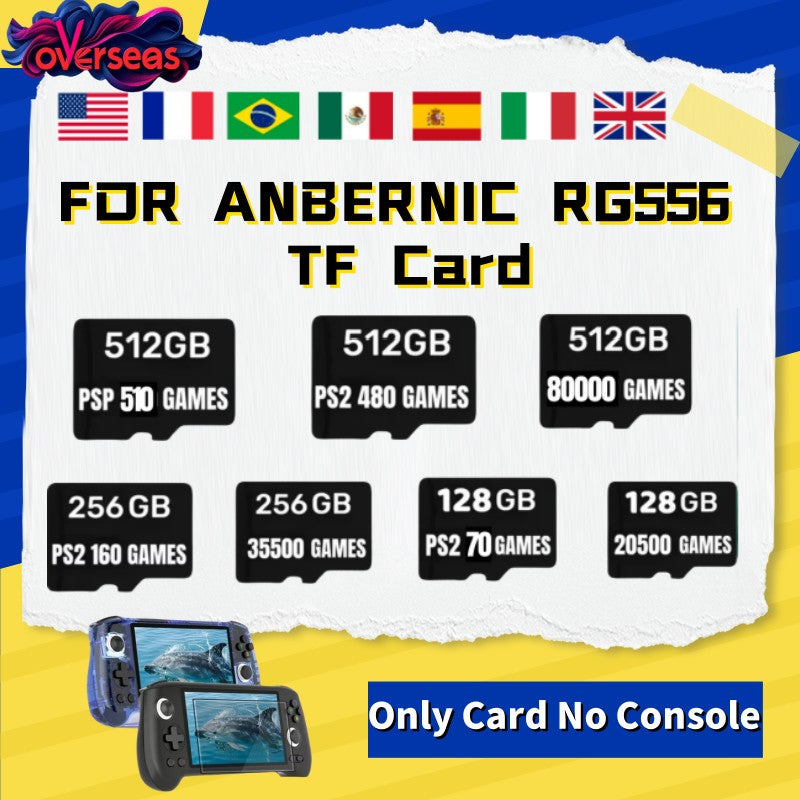 PARA ANBERNIC RG556 Console Portátil Cartão de Memória Cartão SD Cartão TF 61000 Jogos 128G 512G 256G PSP PS2 Micro SD Jogos PSP