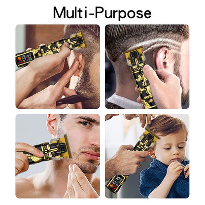 Electric Hair Clipper Professional Men's Hair Clipper LCD Display T-Blade Trimmer Zero Gap Cordless Rechargeable Men's Trimmer G