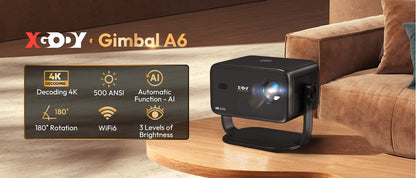 XGODY 4K Native 1080P WiFi6 Android Projector 18000lumen Voice Control AI Auto Focus HD Home Theater Cinema