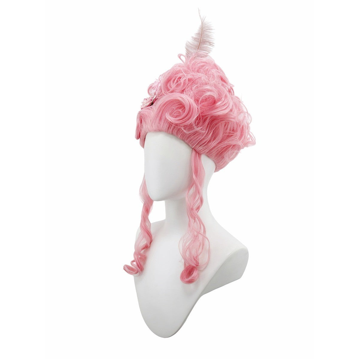 Pink Fluffy High-Top high quality Synthetic Wig | Queen's Hairstyle with Feather Flowers | Wig for Queen Cosplay