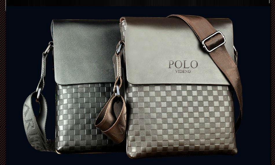 New Men's Single Shoulder Crossbody Bag with Trendy Checkerboard Pattern Embossed Casual Business Bag with Diamond Pattern