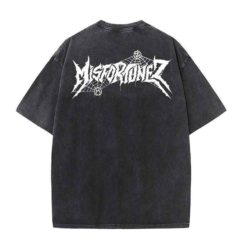 Misfortonez Spider Web Graphic Print Cotton T Shirts for Men 2025 Summer Streetwear Short Sleeve Tees Casual T-shirt Mens