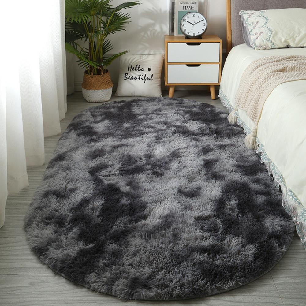 Tie-Dye Oval Living Room Rug Comfortable Soft Home Decor Floor Cushion Sofa Eend Table Bedroom Fluffy Non-Slip Plush Bed Rug
