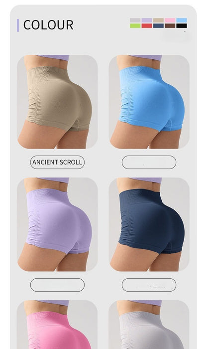 Women High Waist Fitness Shorts Gym Hip Lifting Yoga Sports Tight Running Shorts Exercise Three Folded Yoga Shorts