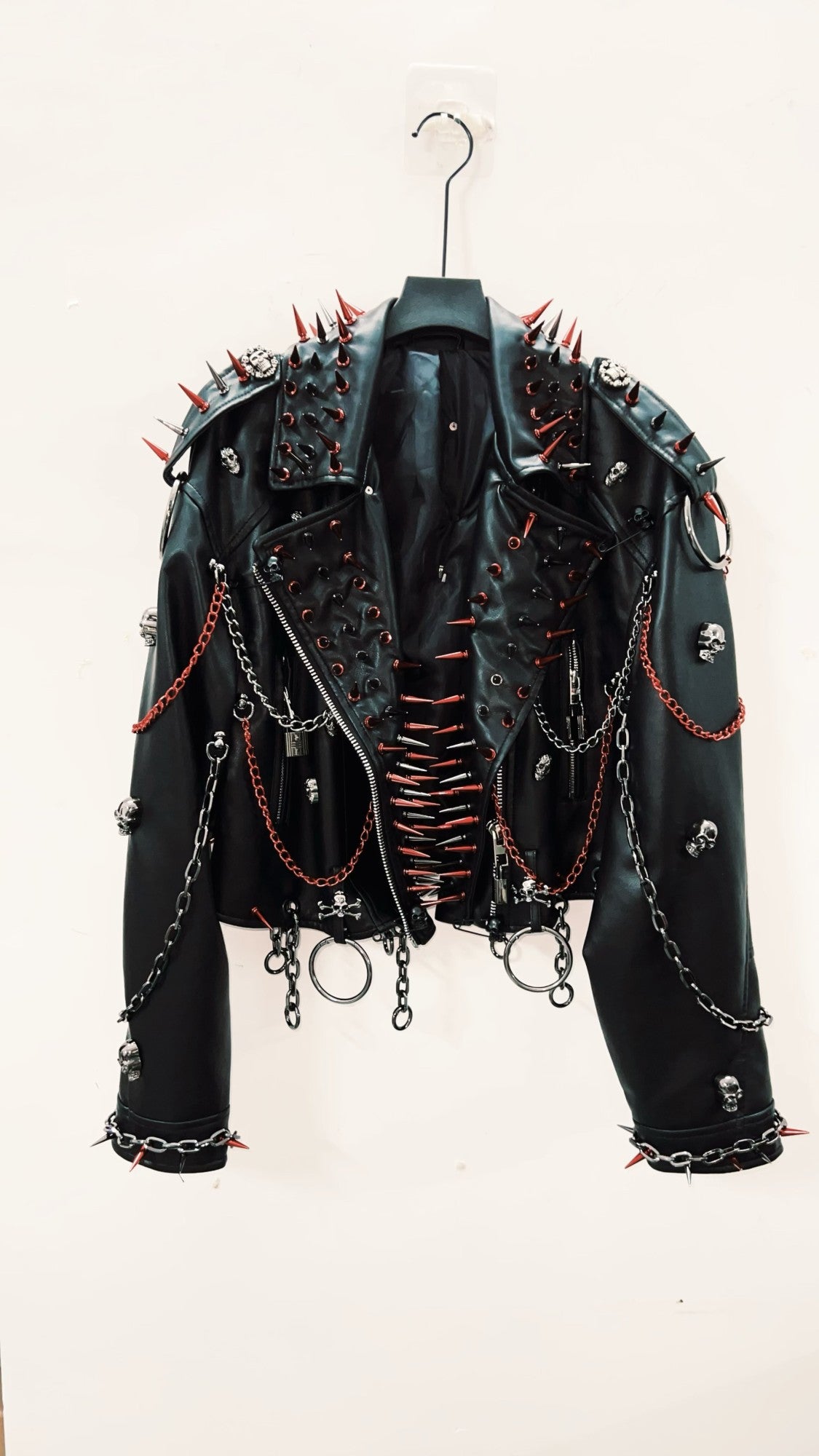 vintage Leather jacket Gothic Leather jacket Punk Leather jacketoversizeLeather jacket Rivet Leather jacket skull Leather jacket
