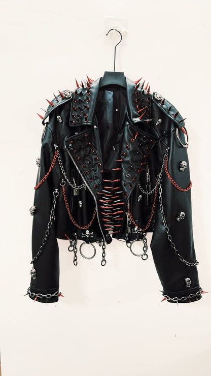 vintage Leather jacket Gothic Leather jacket Punk Leather jacketoversizeLeather jacket Rivet Leather jacket skull Leather jacket
