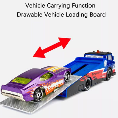 Caminhão de Contêineres em Miniatura Escala 1:64 Carrinhos de Brinquedo de Metal Diecast Reboque com Fricção Veículos de Transporte para Presentes Infantis