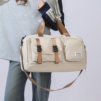 Women's Durable Nylon Sports Gym Bag with Shoe Compartment - Multifunctional Fitness Duffle for Yoga, Travel & Weekend Trips